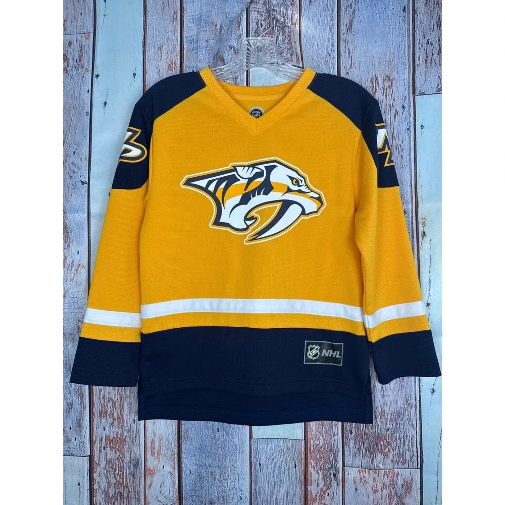 NHL Nashville Predators PK Subban 76 Youth Jersey Gold Navy‎ Blue Size M 8-10